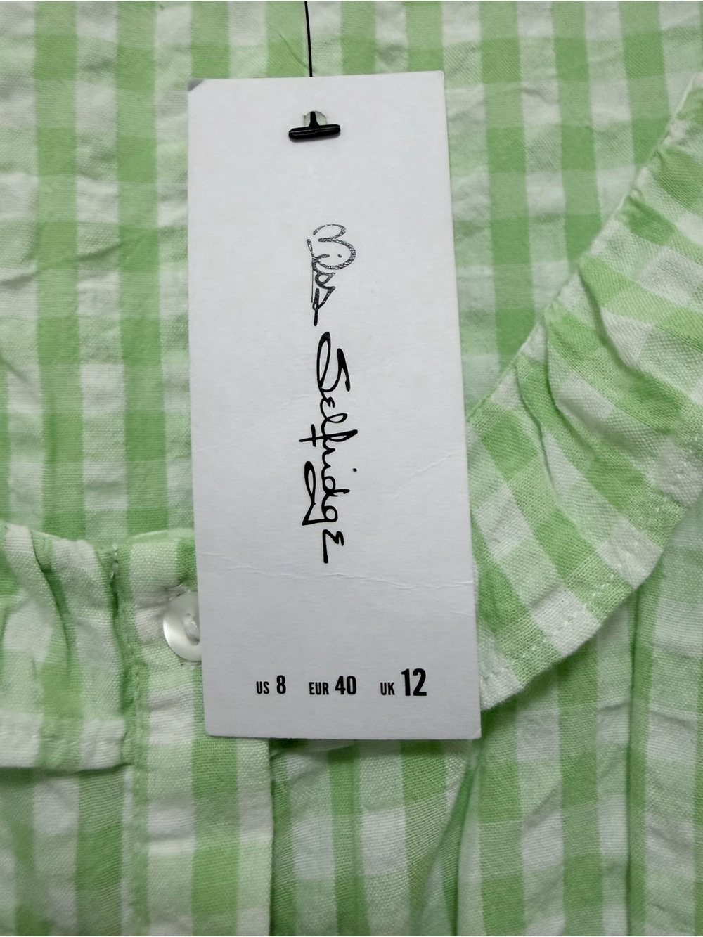 Miss‎ Selfridge Gingham Checked Button-Down Midi Dress Sz. 8 NWT - Picture 5 of 5